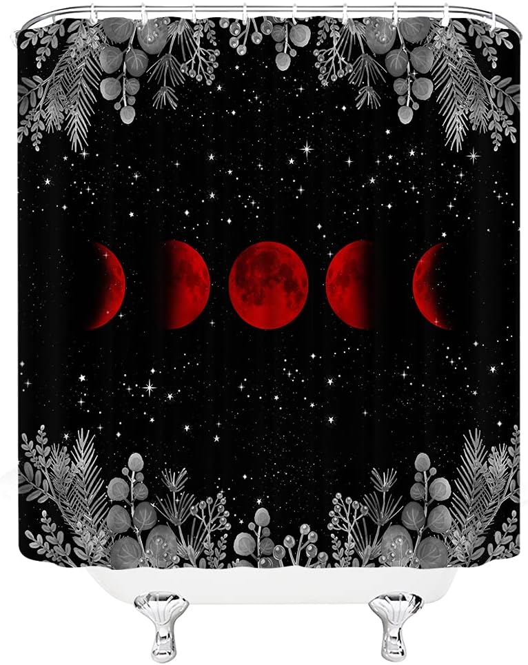 Lunar Cycles Moon Phase Shower Curtain for Nature Lovers Bathroom Decor