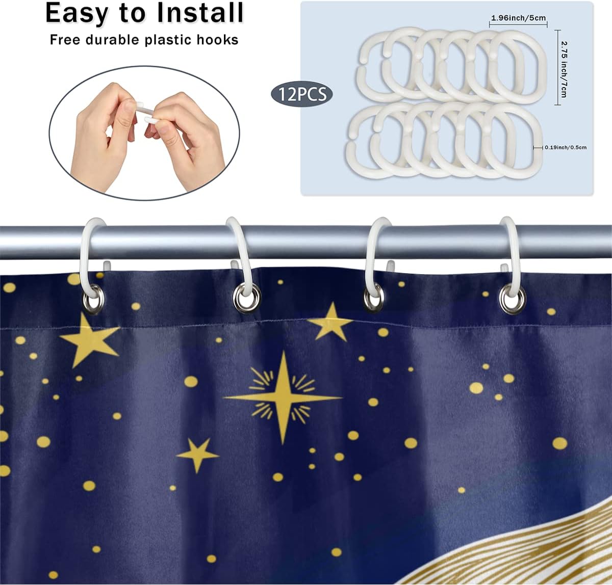 Lunar Mermaid and Moon Shower Curtain for Bathroom Fabric Home Decor