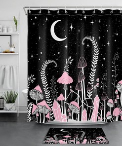 Lunar Phases Shower Curtain With Night Sky Quotes
