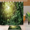 Lush Green Foliage in a Tropical Jungle Forest Bathroom Fabric Shower Curtain for a Natural Look in Your Bathroom