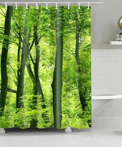 Lush Green Forest Shower Curtain- Outdoor Landscape Rain Forest Trees Design Ideal for Your Natural Bathroom Decor