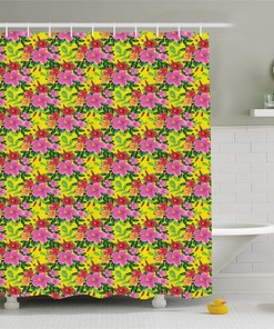 Lush Hibiscus: Bold Pink Flowers Shower Curtain for Your Tropical Bathroom 