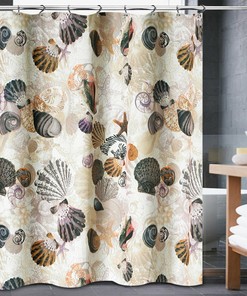 Luxa Hotel Collection Natural Fabric Beach-Themed Shower Curtain for Your Bathroom Decor 