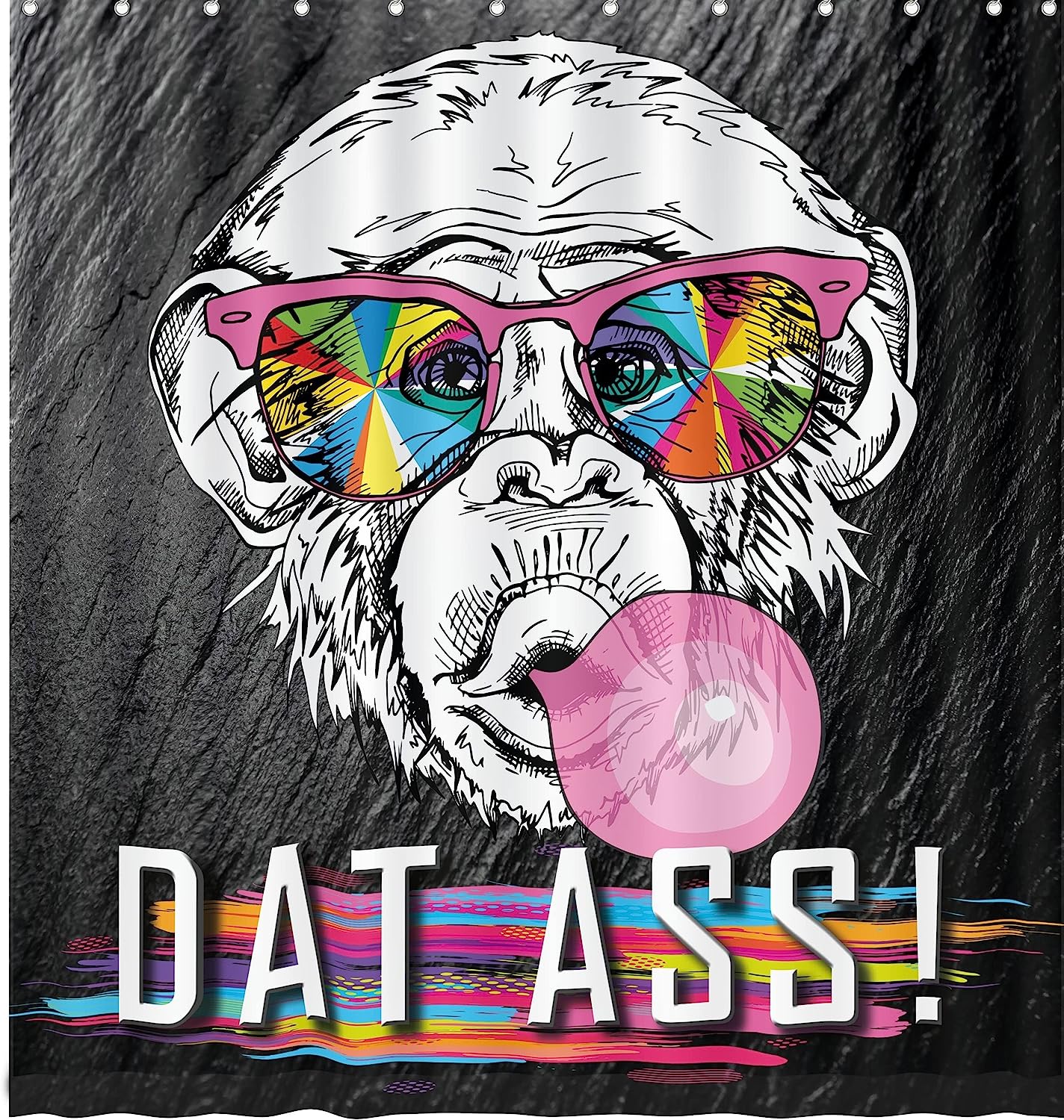 Luxszr Funny Shower Curtain for Adults with Rainbow Glasses and Cool Modern Monkey Design for Your Bathroom Decor