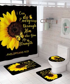 Luxurious Butterfly Sunflower Shower Curtain For Your Bathroom Decor