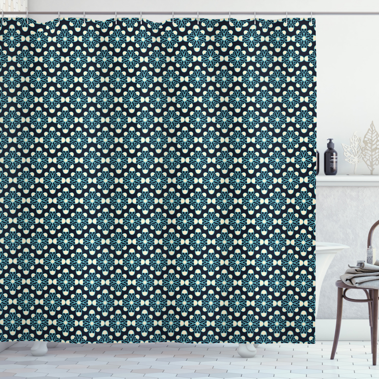 Luxurious Geometric Pattern Shower Curtain Perfect For Modern Bathrooms