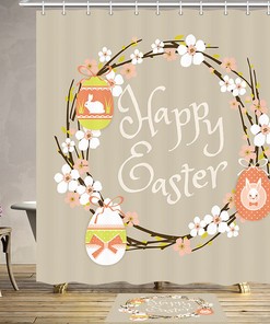 Luxury Shower Curtain With Easter Eggs & Garland - Adorable Bathroom Decoration