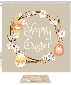 Luxury Shower Curtain With Easter Eggs & Garland - Adorable Bathroom Decoration