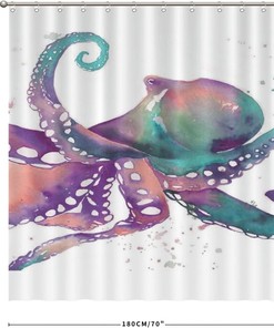 Luxury Shower Curtain with Colorful Octopus Art Print