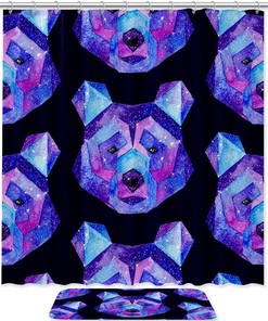 Luxury Shower Curtains - Purple Galaxy Polar Bears Waterproof Bathroom Curtain