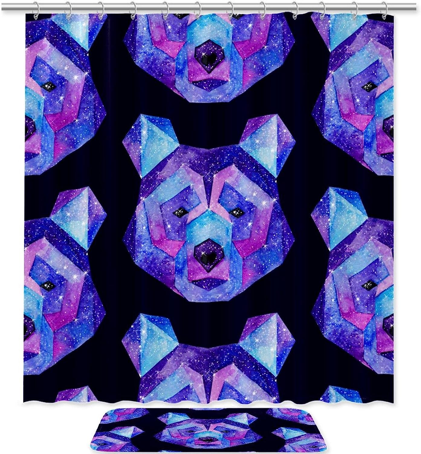 Luxury Shower Curtains - Purple Galaxy Polar Bears Waterproof Bathroom Curtain