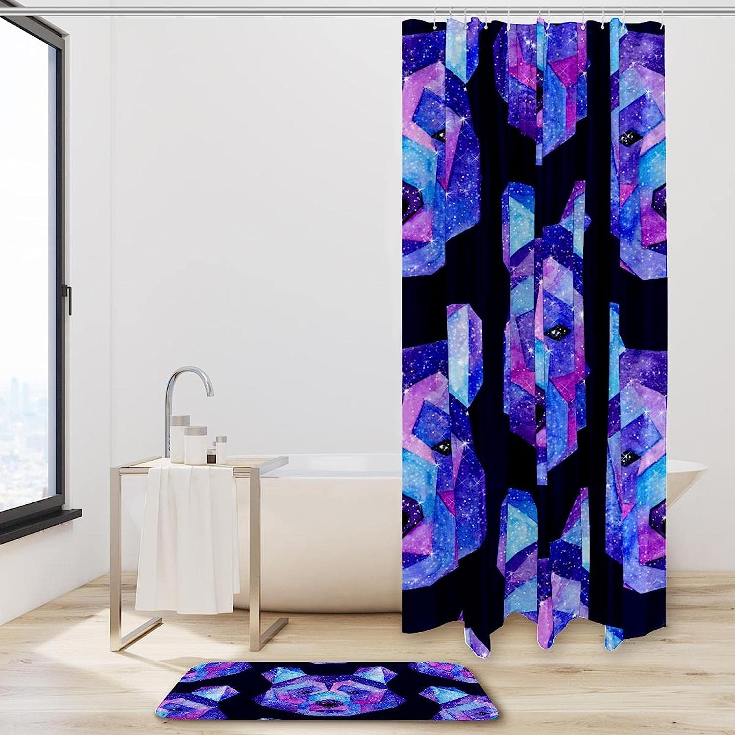 Luxury Shower Curtains - Purple Galaxy Polar Bears Waterproof Bathroom Curtain