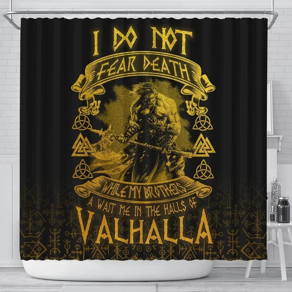 Luxury Shower Curtains - Warrior Valhalla Norse Vikings 3D Print Pattern for Bathroom/Laundry Waterproof