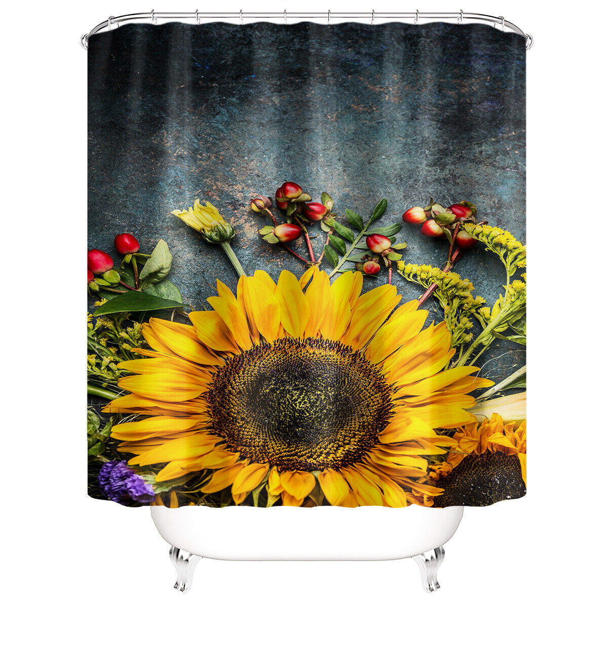Luxury Sunflower Shower Curtain for a Lavish and Elegant Bathroom