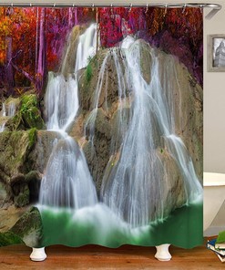 Luxury Waterfall View Shower Curtain, Decorative Fabric for Apartments and Homes