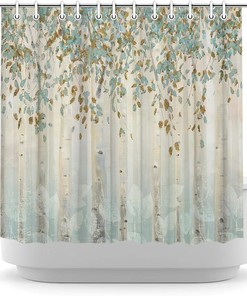 LyerArtork Birch Tree in Forest Shower Curtain for Your Rustic Bathroom Decor 