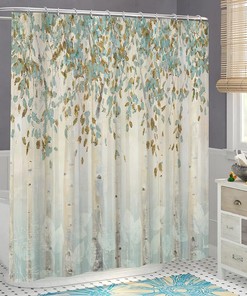 LyerArtork Birch Tree in Forest Shower Curtain for Your Rustic Bathroom Decor