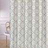 Lynden Geometric Fabric Shower Curtain - Aqua Blue Taupe Brown Design Adds a Touch of Modern Elegance to Your Bathroom. 