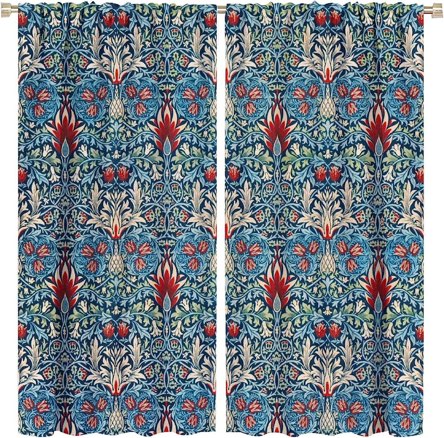 MYS QiQi Vintage Floral Boho Shower Curtain, Retro Rustic Flowers Art Printed, Window Drapes for Bathroom