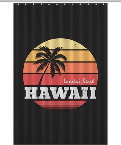 Machine Washable Fabric Hawaii Beach Palm Tree Shower Curtain