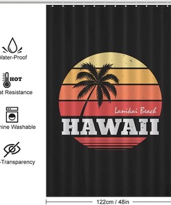 Machine Washable Fabric Hawaii Beach Palm Tree Shower Curtain