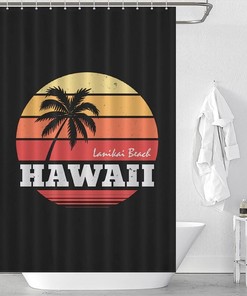 Machine Washable Fabric Hawaii Beach Palm Tree Shower Curtain