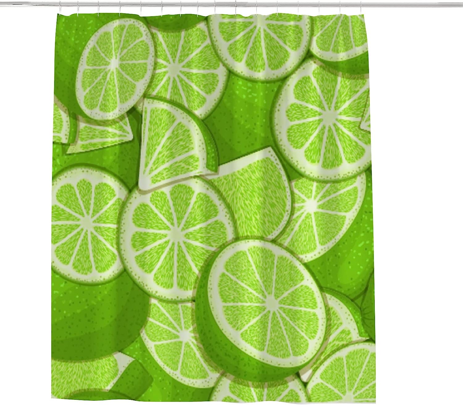 Machine Washable Green Lemon Shower Curtain with Fabric Curtain for Home Hotels, Shower Bath Curtain