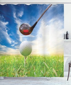 Macro Photography Golf Club Shower Curtain For Golf Enthusiasts