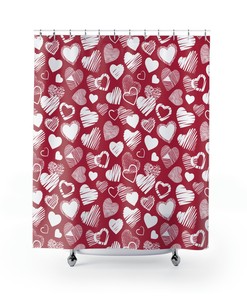 Magenta Heart Shower Curtain, Romantic Valentine's Day Decor for Bathroom