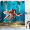 Magic Aqua Sea Lily Mermaid Shower Curtain for Bathroom Decor
