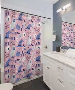 Magic Owl Pink Shower Curtain for a Whimsical Bathroom