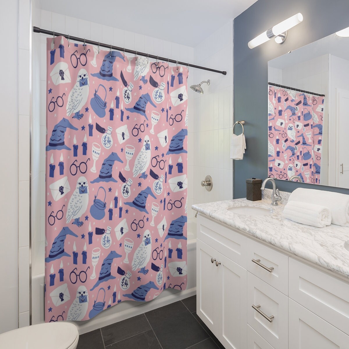 Magic Owl Pink Shower Curtain for a Whimsical Bathroom