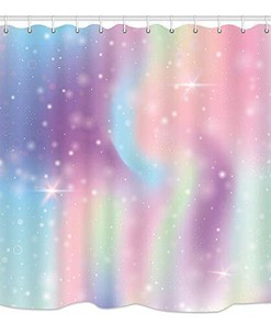 Magic Rainbow Shower Curtain Fantasy Stars Blurs Mesh Bath Decor Waterproof Fabric Curtain