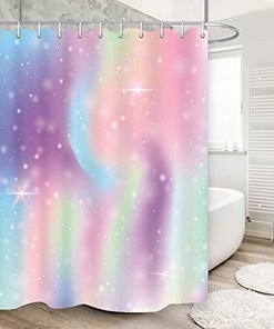 Magic Rainbow Shower Curtain Fantasy Stars Blurs Mesh Bath Decor Waterproof Fabric Curtain