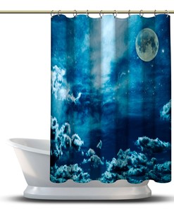 Magic Sky Stars and Moon Night Shower Curtain for a Enchanting Bathroom