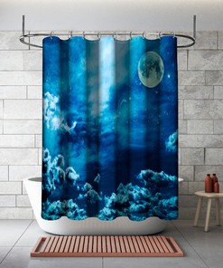 Magic Sky Stars and Moon Night Shower Curtain for a Enchanting Bathroom