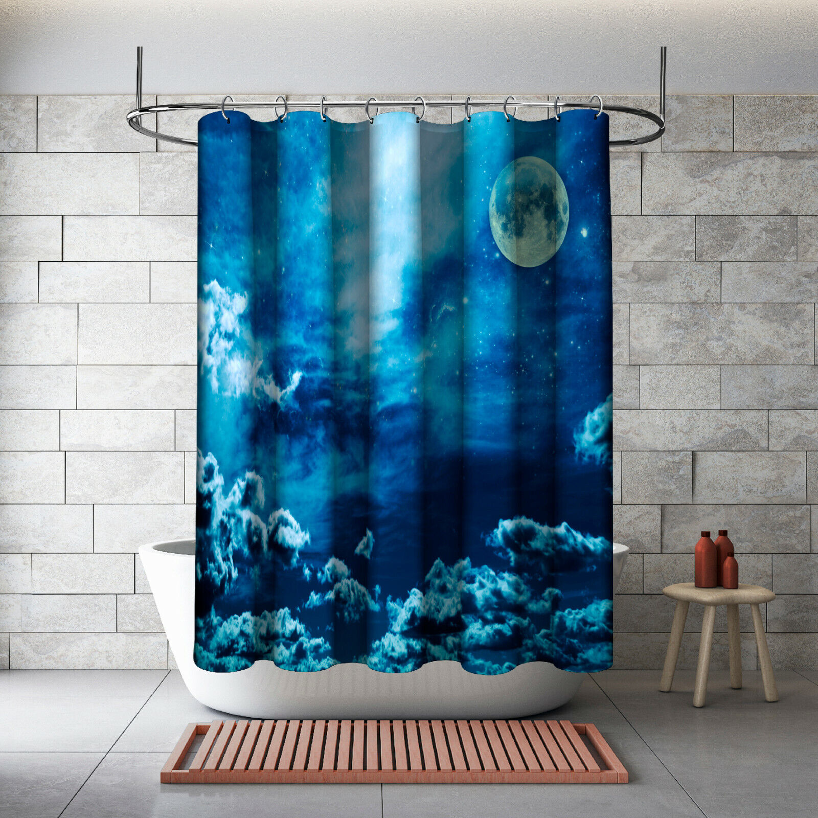 Magic Sky Stars and Moon Night Shower Curtain for a Enchanting Bathroom