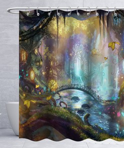 Magic Tree House Colorful Painting Shower Curtain - Fairy Forest