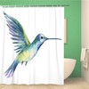 Magical Abstract Hummingbird Shower Curtain with Whimsical Snail Design - Waterproof Fabric Bathroom Curtains 