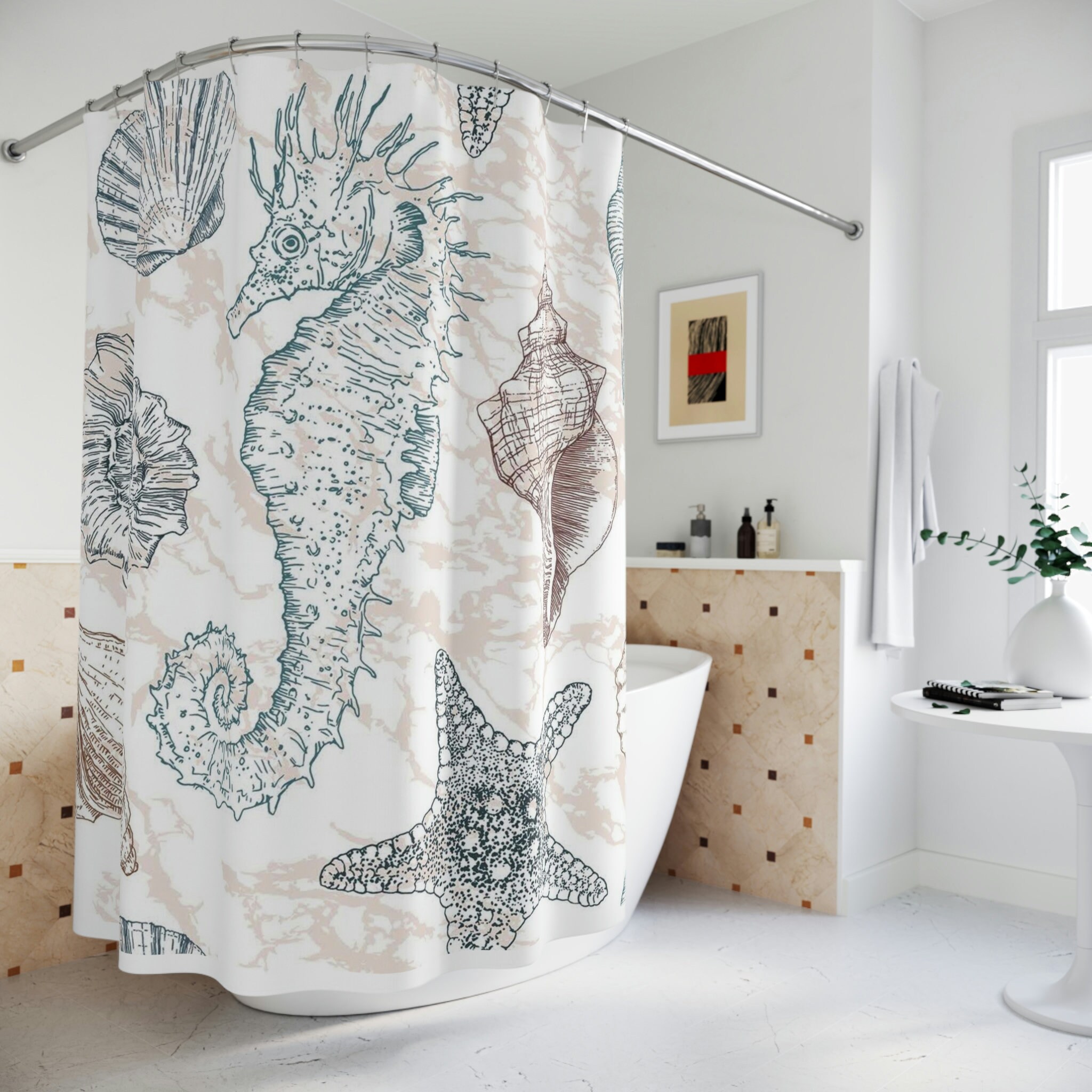 Magical Marine Life Seahorse Shower Curtain