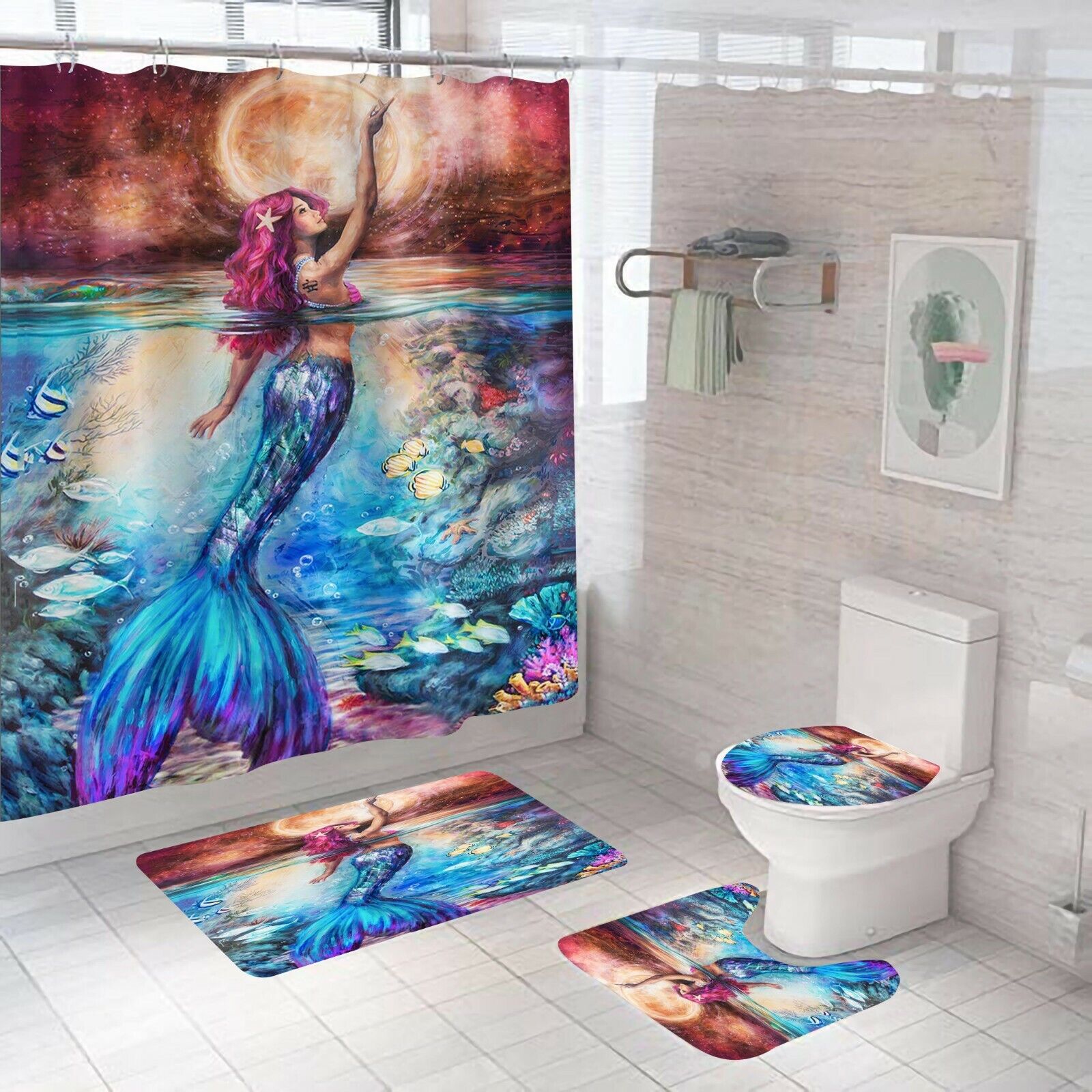 Magical Mermaid Printed Shower Curtain - Waterproof And Stylish