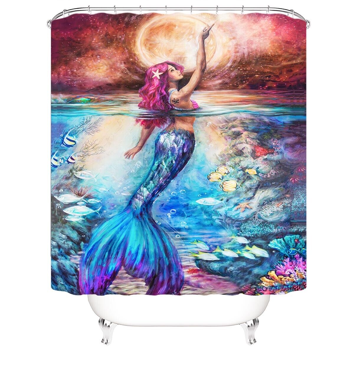 Magical Mermaid Printed Shower Curtain - Waterproof And Stylish - Image 2