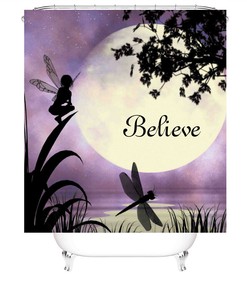 Magical Moon Fairy Shower Curtain: Ethereal Bathroom Accessories with Feminine Flair