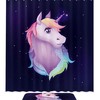 Magical Pink Fairy Unicorn Shower Curtain with Starry Night Sky Design