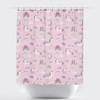 Magical Pink Fairy Wing Unicorn Shower Curtain for Girl's Bathroom Decor