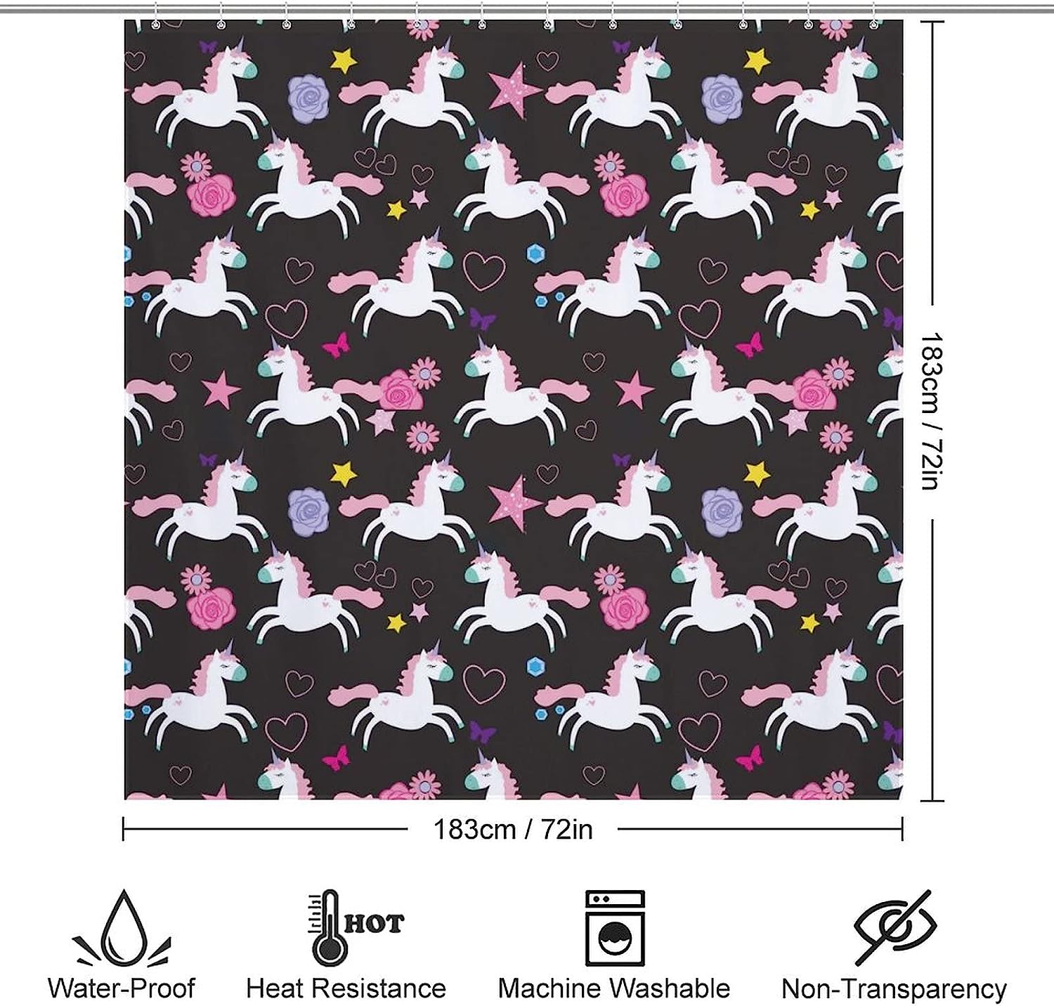 Magical Rainbow Unicorn Shower Curtain For Enchanting Bathroom Decor - Image 2
