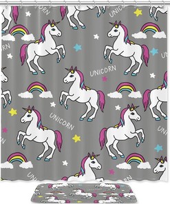 Magical Rainbow and Unicorn Shower Curtain for a Whimsical and Vibrant Bathroom