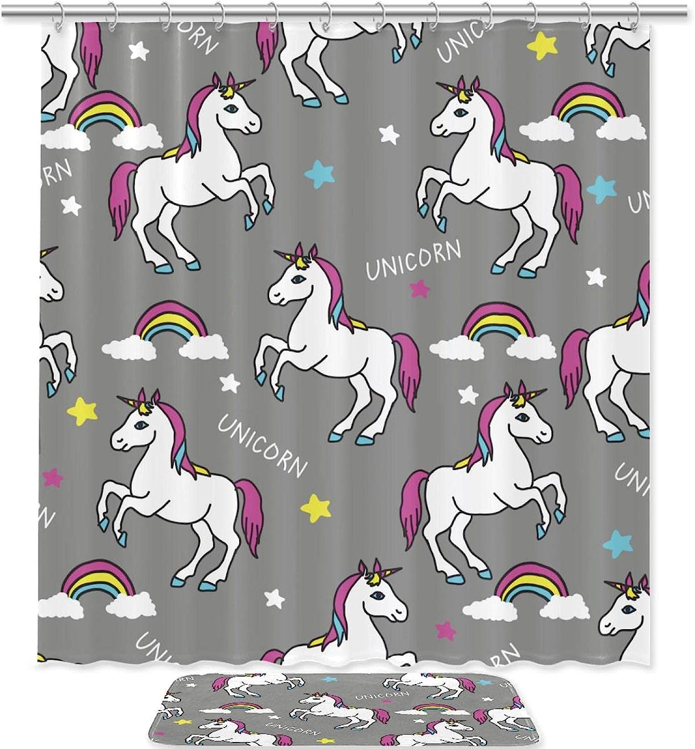 Magical Rainbow and Unicorn Shower Curtain for a Whimsical and Vibrant Bathroom