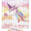 Magical Unicorn And Rainbow Background Shower Curtain For Enchanting Bathroom Decor