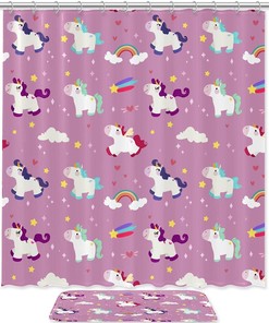 Magical Unicorn Pattern Flat Design Shower Curtain - Add A Touch Of Whimsy To Your Bathroom